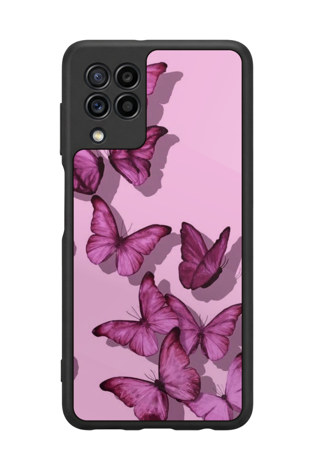 Samsung Galaxy M22 Uyumlu Kelebek Tasarımlı Glossy Premium Kılıf
