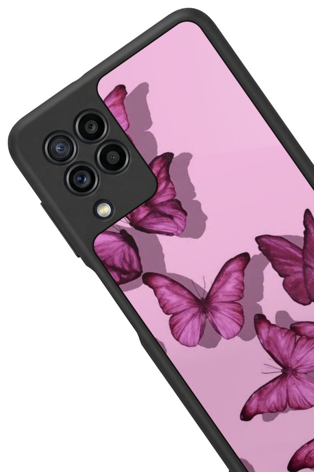 Samsung Galaxy M22 Uyumlu Kelebek Tasarımlı Glossy Premium Kılıf