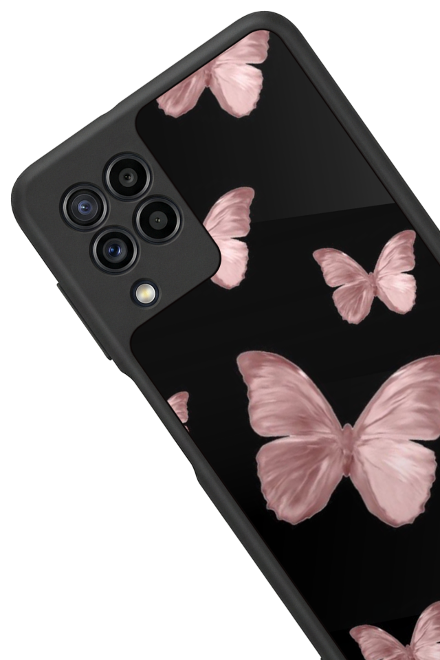 Samsung Galaxy M22 Uyumlu Kelebek Tasarımlı Glossy Premium Kılıf