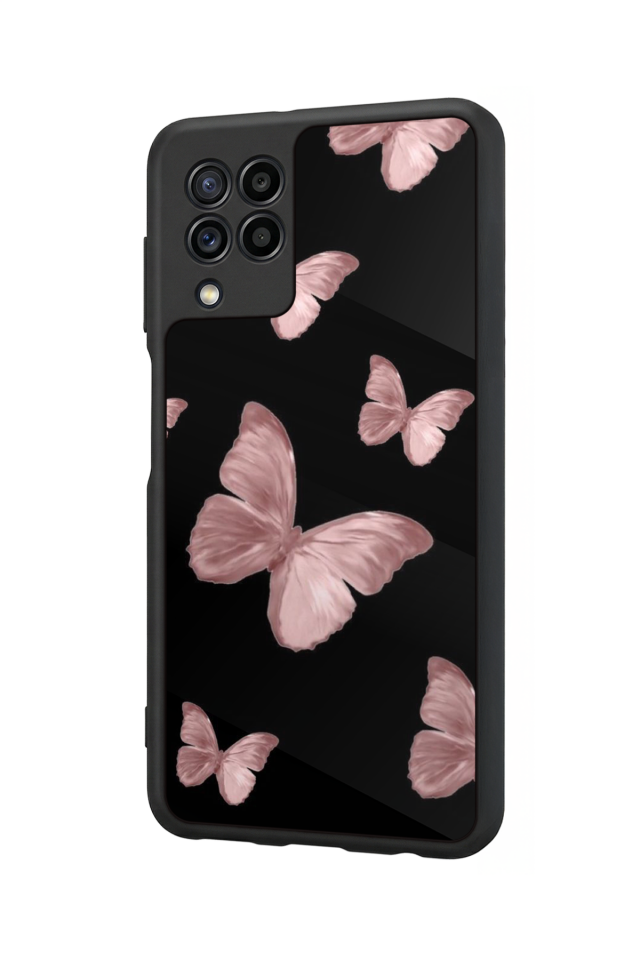 Samsung Galaxy M22 Uyumlu Kelebek Tasarımlı Glossy Premium Kılıf
