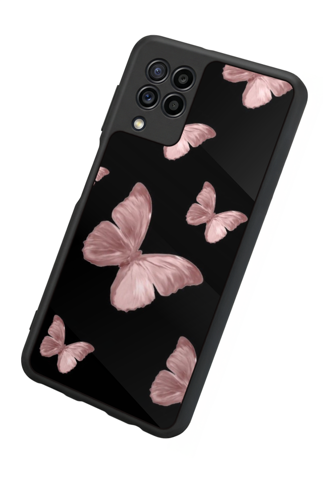 Samsung Galaxy M22 Uyumlu Kelebek Tasarımlı Glossy Premium Kılıf