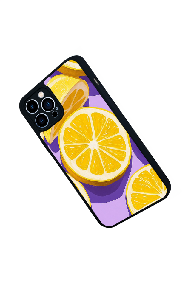 iPhone 12 Pro Max Uyumlu Limon Tasarımlı Glossy Premium Kılıf
