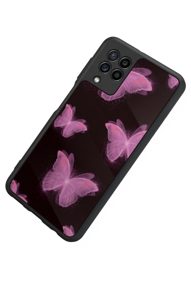 Samsung Galaxy M22 Uyumlu Kelebek Tasarımlı Glossy Premium Kılıf