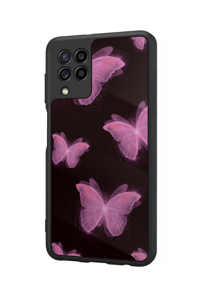 Samsung Galaxy M22 Uyumlu Kelebek Tasarımlı Glossy Premium Kılıf