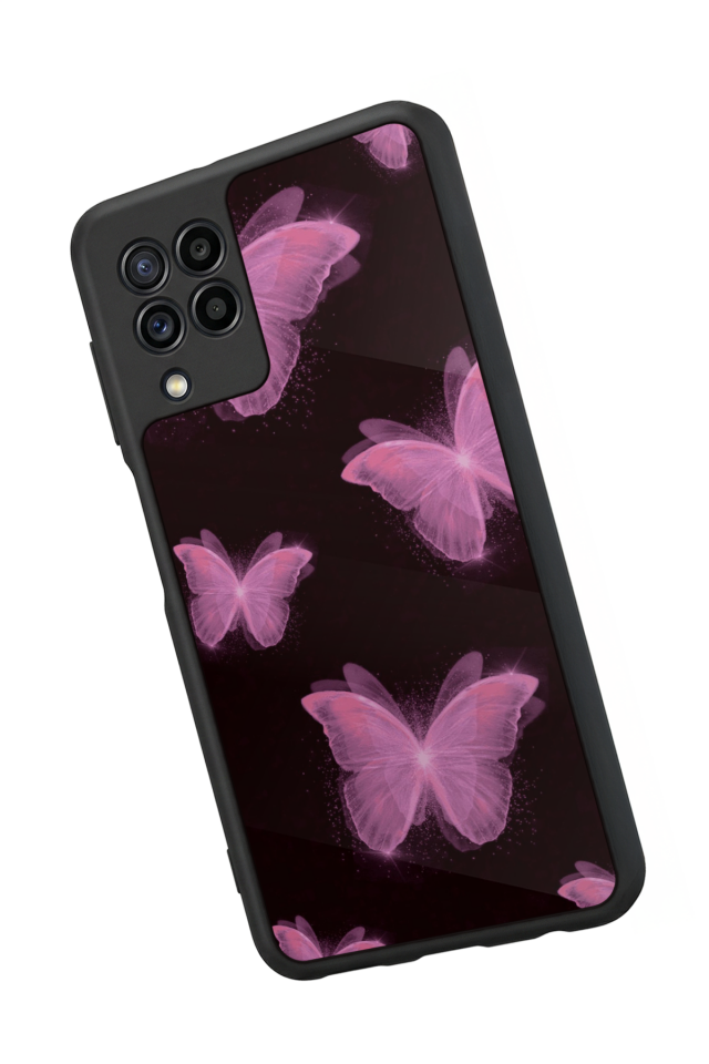 Samsung Galaxy M22 Uyumlu Kelebek Tasarımlı Glossy Premium Kılıf
