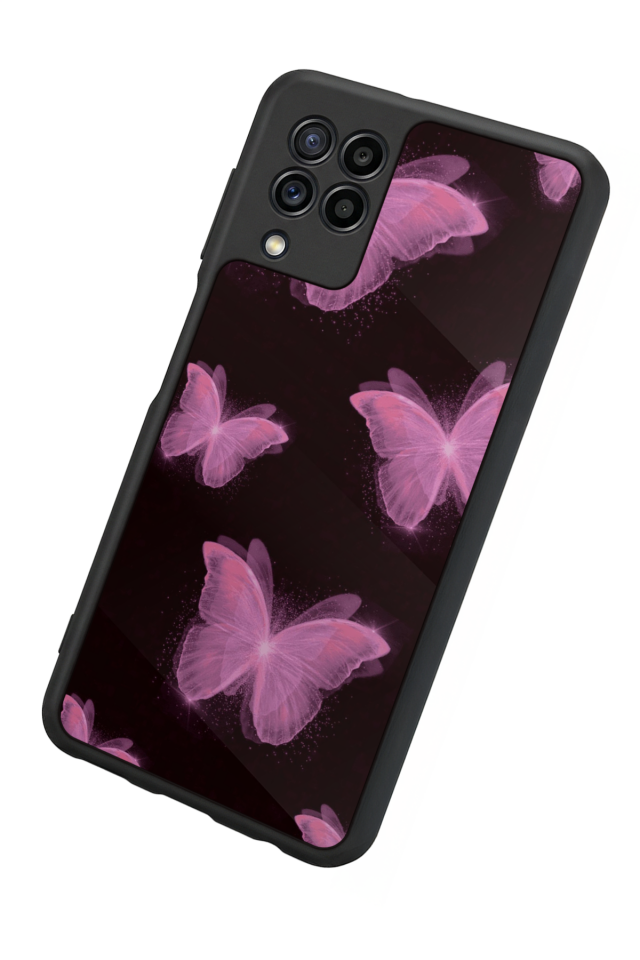 Samsung Galaxy M22 Uyumlu Kelebek Tasarımlı Glossy Premium Kılıf