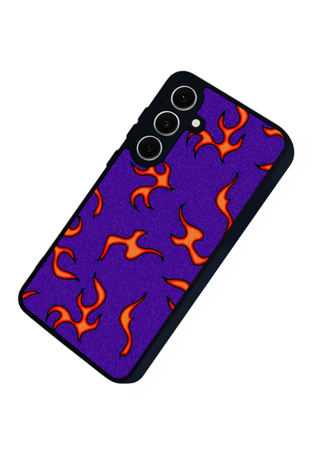 Samsung Galaxy S24 FE Uyumlu Retro Flame Patterns Tasarımlı Glossy Premium Kılıf