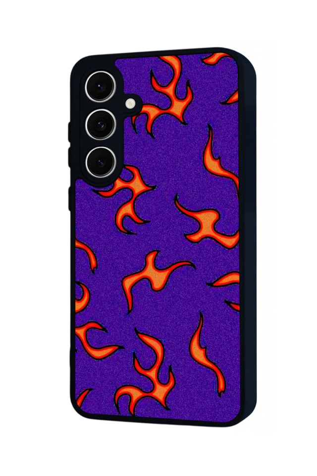Samsung Galaxy S24 FE Uyumlu Retro Flame Patterns Tasarımlı Glossy Premium Kılıf
