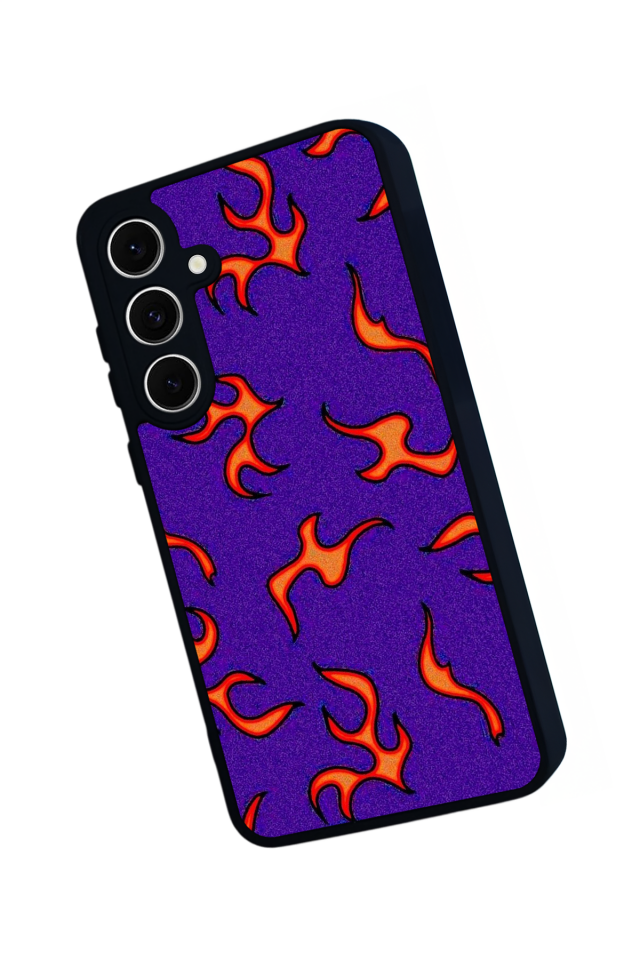 Samsung Galaxy S24 FE Uyumlu Retro Flame Patterns Tasarımlı Glossy Premium Kılıf