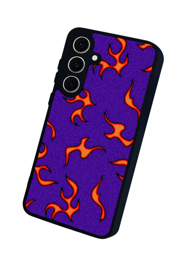 Samsung Galaxy S24 FE Uyumlu Retro Flame Patterns Tasarımlı Glossy Premium Kılıf