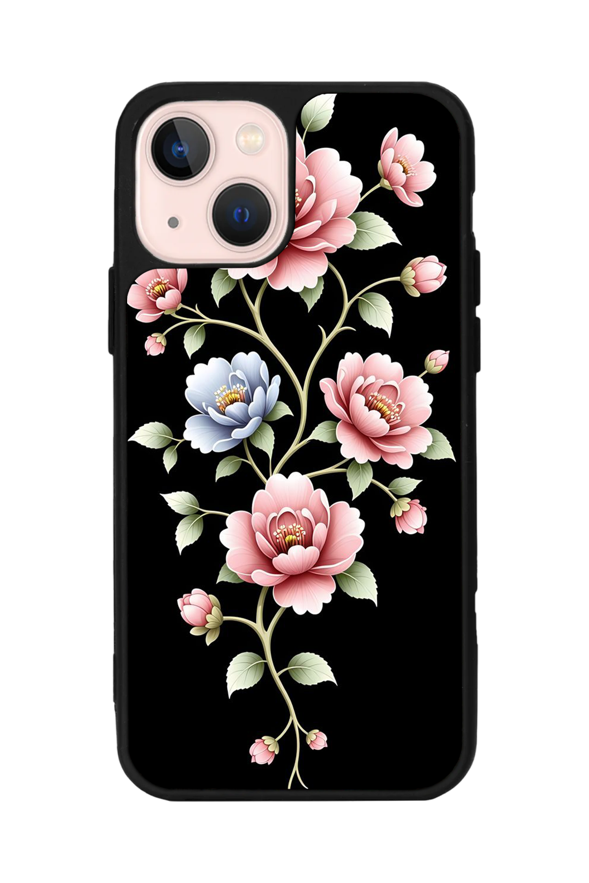 iPhone 15 Uyumlu Yaldizli Cicek Tasarımlı Glossy Premium Kılıf