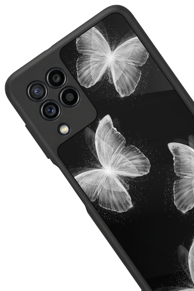 Samsung Galaxy M22 Uyumlu Kelebek Tasarımlı Glossy Premium Kılıf