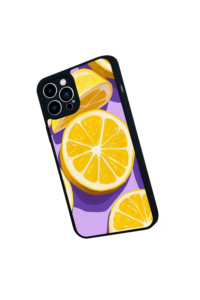 iPhone 12 Pro Max Uyumlu Limon Tasarımlı Glossy Premium Kılıf