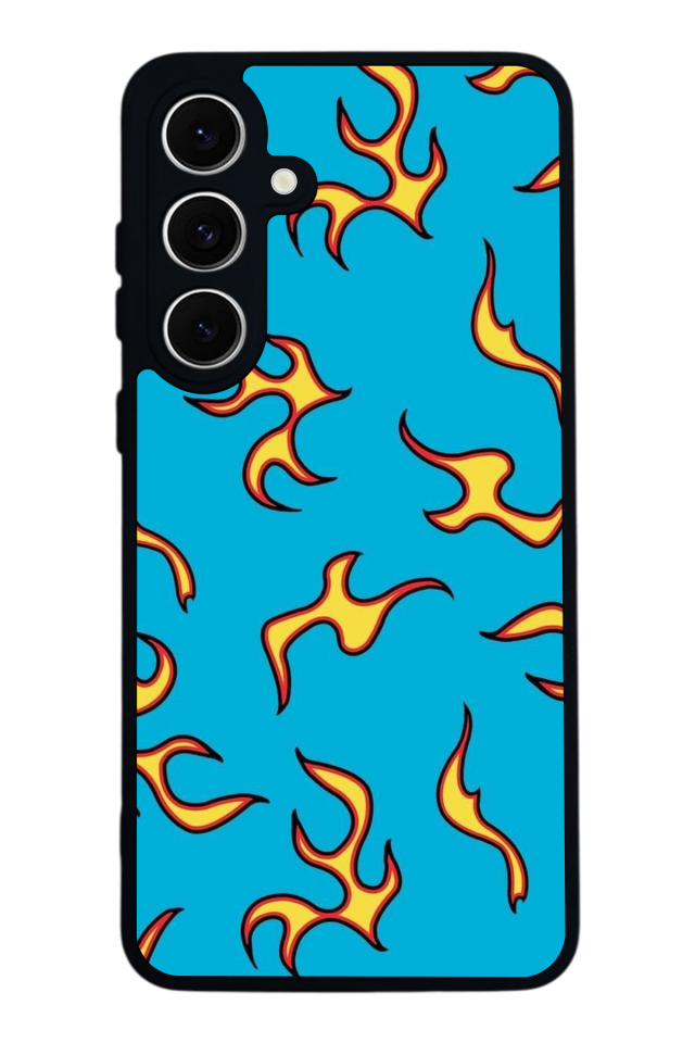 Samsung Galaxy S24 FE Uyumlu Retro Flame Patterns Tasarımlı Glossy Premium Kılıf
