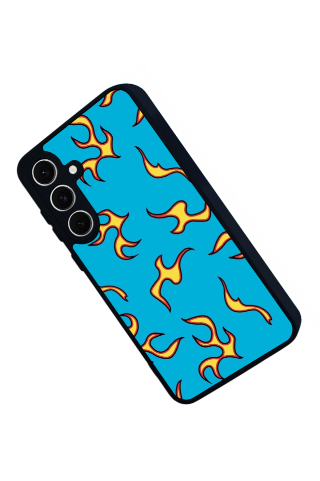 Samsung Galaxy S24 FE Uyumlu Retro Flame Patterns Tasarımlı Glossy Premium Kılıf