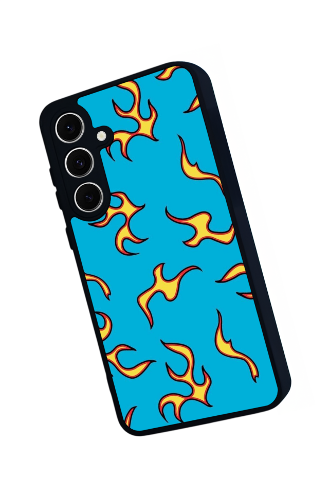 Samsung Galaxy S24 FE Uyumlu Retro Flame Patterns Tasarımlı Glossy Premium Kılıf