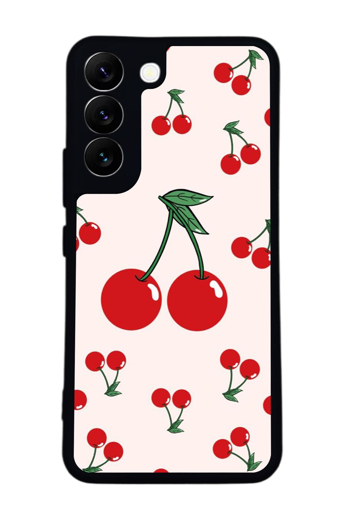 Samsung Galaxy S22 Uyumlu Kiraz Tasarımlı Glossy Premium Kılıf