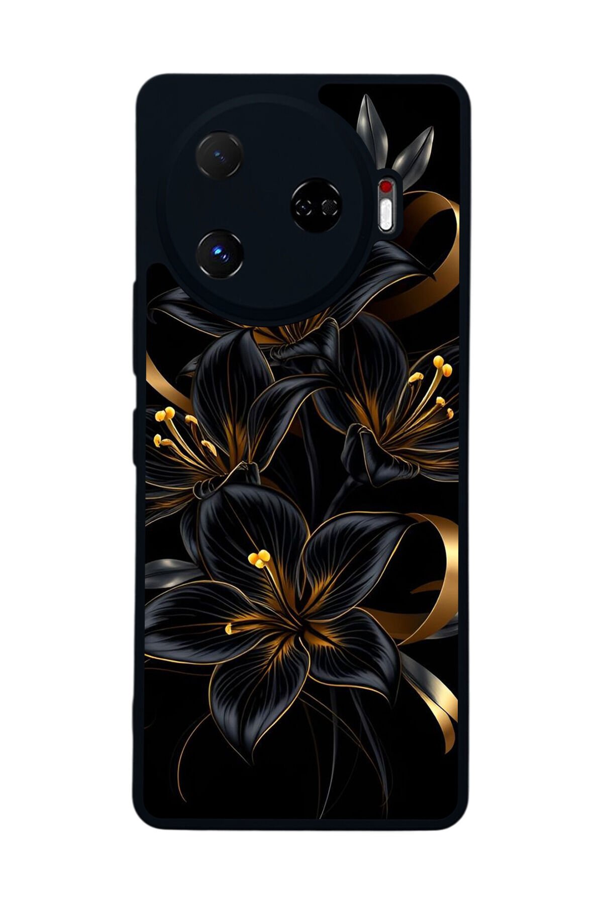 Tecno Camon 30 Pro Uyumlu Yaldizli Cicek Tasarımlı Glossy Premium Kılıf