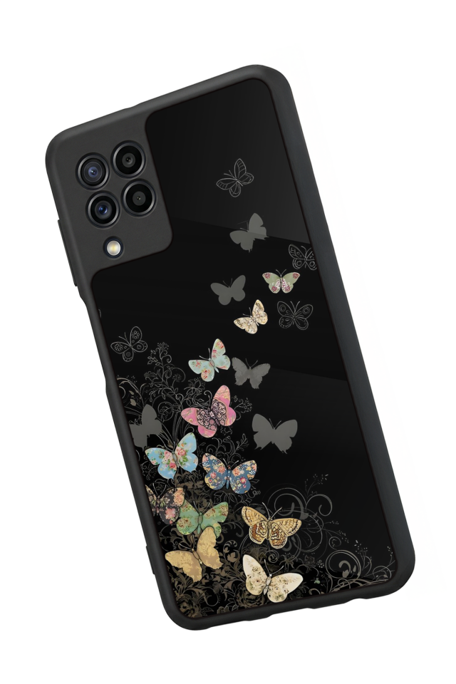 Samsung Galaxy M22 Uyumlu Kelebek Tasarımlı Glossy Premium Kılıf