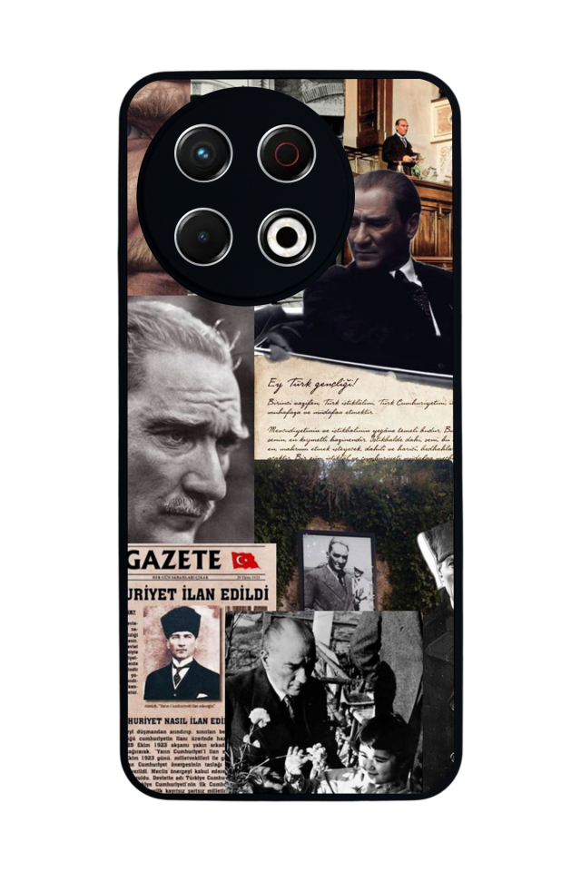 Tecno Spark 30 Pro Uyumlu Mustafa Kemal Ataturk Tasarımlı Glossy Premium Kılıf