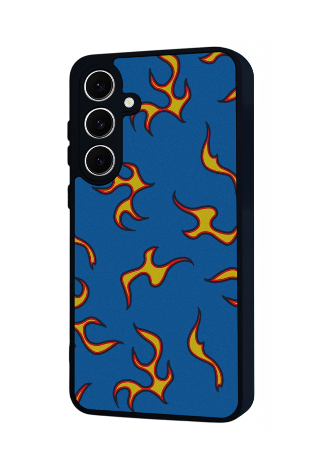 Samsung Galaxy S24 FE Uyumlu Retro Flame Patterns Tasarımlı Glossy Premium Kılıf