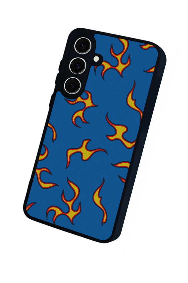 Samsung Galaxy S24 FE Uyumlu Retro Flame Patterns Tasarımlı Glossy Premium Kılıf