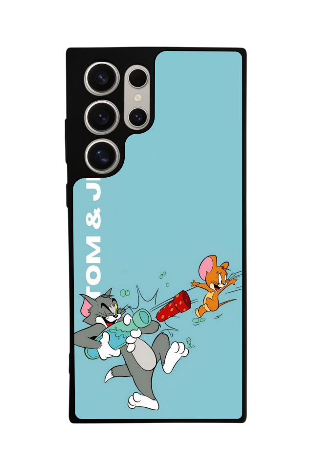 Samsung Galaxy S22 Ultra Uyumlu Tom And Jerry Tasarımlı Glossy Premium Kılıf