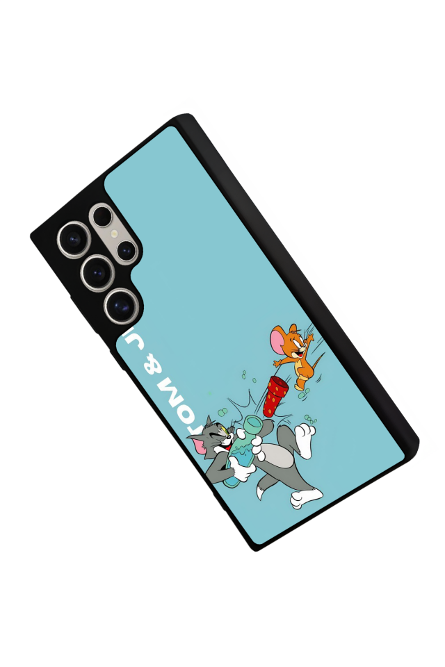 Samsung Galaxy S22 Ultra Uyumlu Tom And Jerry Tasarımlı Glossy Premium Kılıf
