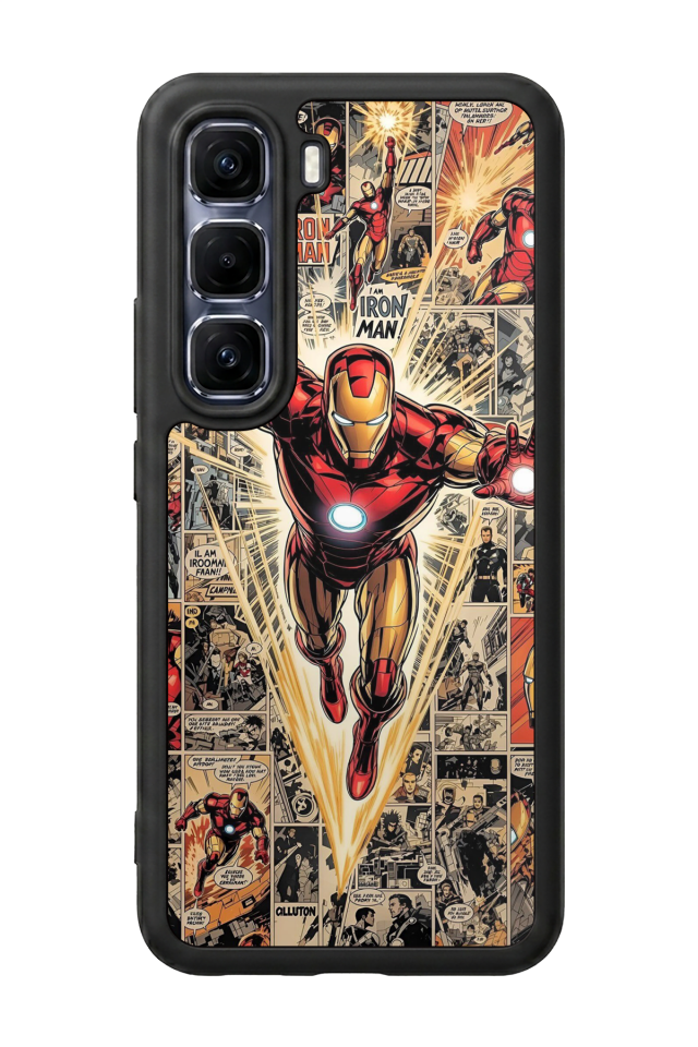 Infinix Hot 60 Pro Plus Uyumlu  Iron Man ( Demir Adam ) Tasarımlı Glossy Premium Kılıf