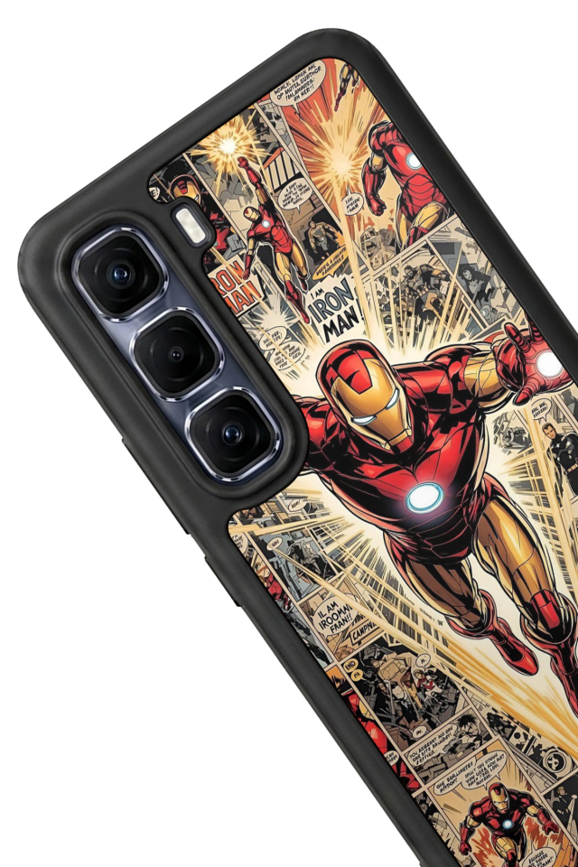 Infinix Hot 60 Pro Plus Uyumlu  Iron Man ( Demir Adam ) Tasarımlı Glossy Premium Kılıf