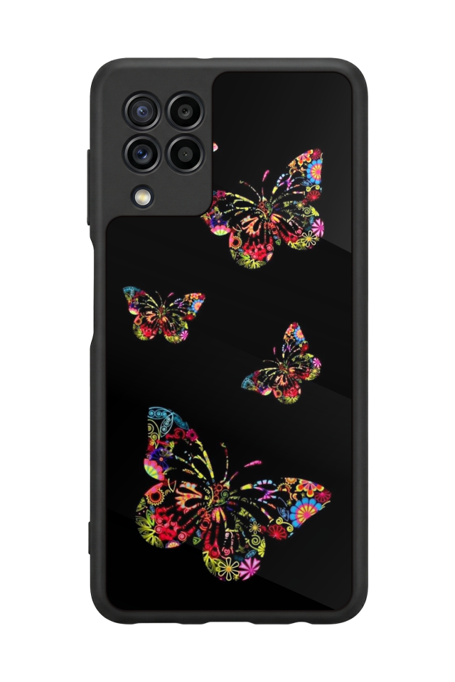 Samsung Galaxy M22 Uyumlu Kelebek Tasarımlı Glossy Premium Kılıf