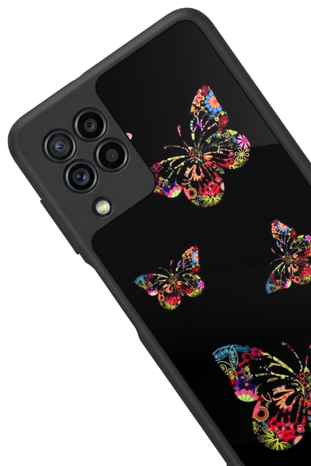 Samsung Galaxy M22 Uyumlu Kelebek Tasarımlı Glossy Premium Kılıf