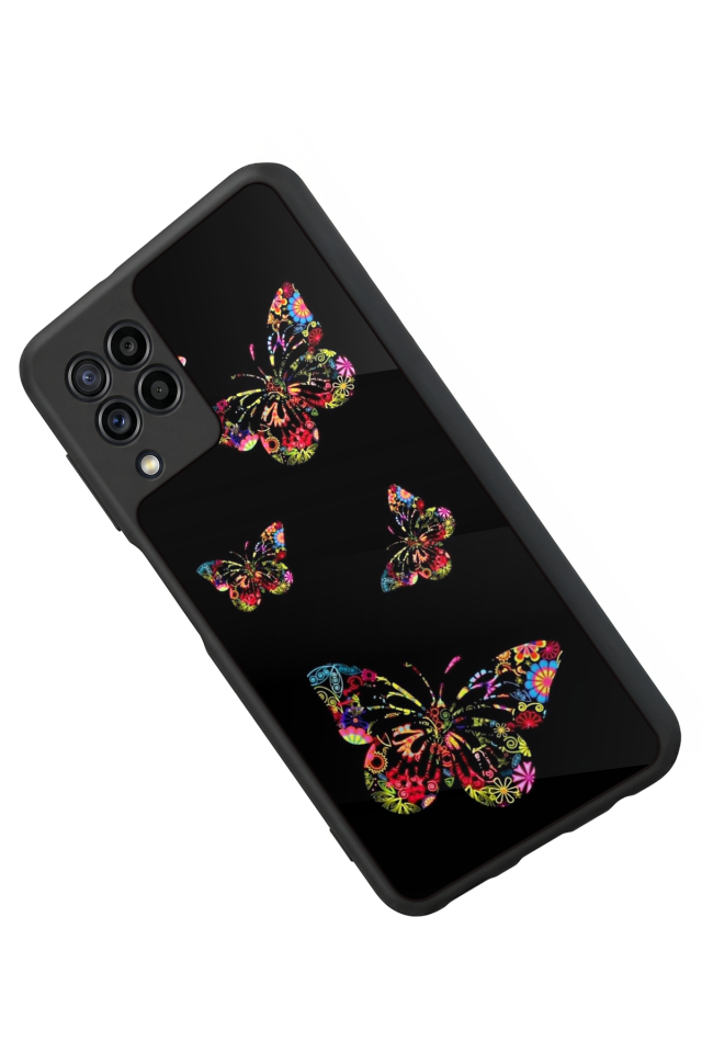 Samsung Galaxy M22 Uyumlu Kelebek Tasarımlı Glossy Premium Kılıf
