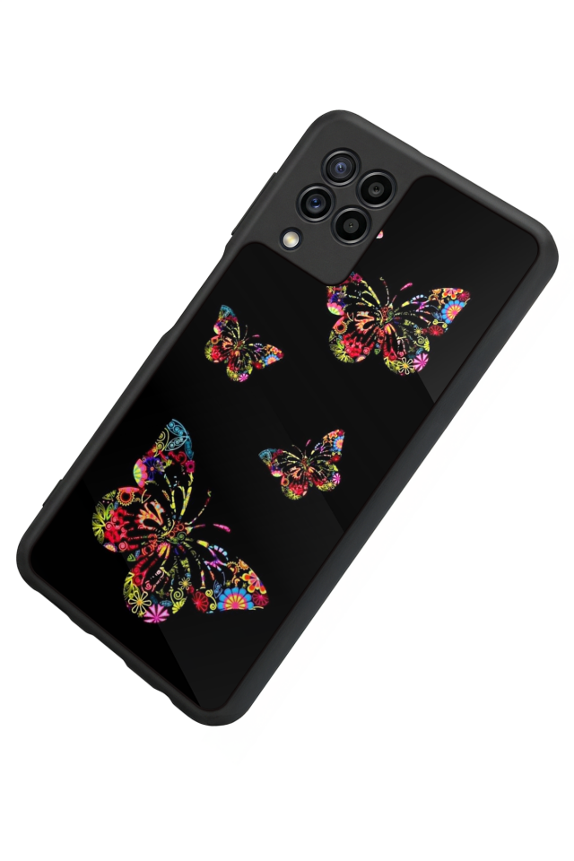 Samsung Galaxy M22 Uyumlu Kelebek Tasarımlı Glossy Premium Kılıf