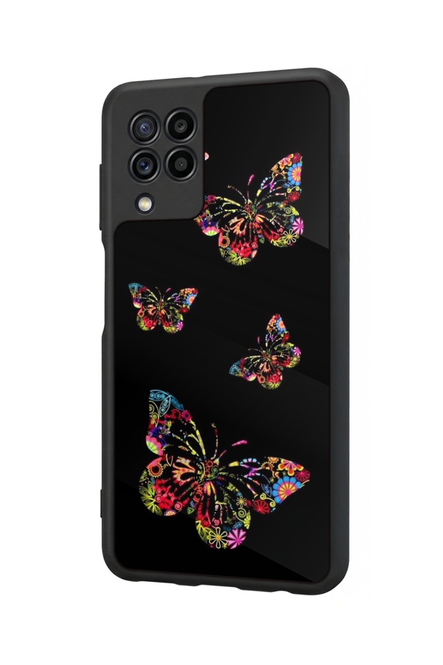 Samsung Galaxy M22 Uyumlu Kelebek Tasarımlı Glossy Premium Kılıf