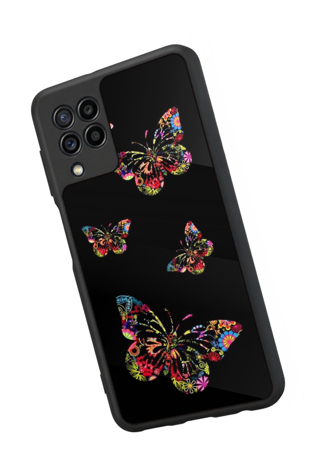 Samsung Galaxy M22 Uyumlu Kelebek Tasarımlı Glossy Premium Kılıf