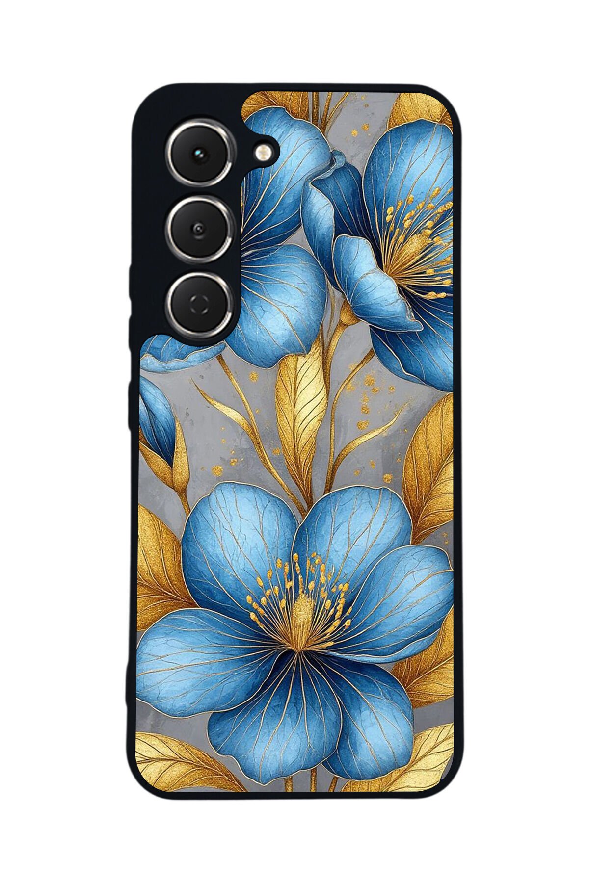 Tecno Spark 40 Pro Uyumlu Yaldizli Cicek Tasarımlı Glossy Premium Kılıf