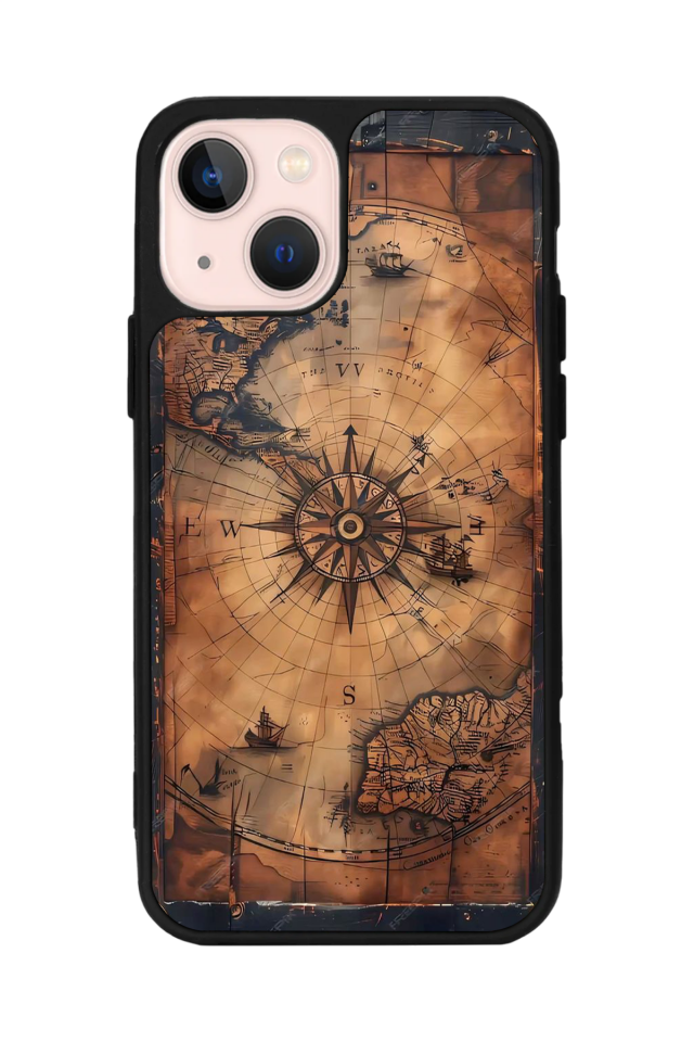 iPhone 13/14 Uyumlu Harita Tasarımlı Glossy Premium Kılıf