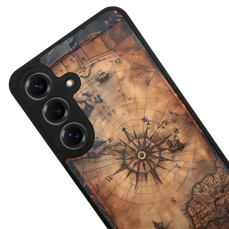 Samsung Galaxy S25 Uyumlu Harita Tasarımlı Glossy Premium Kılıf