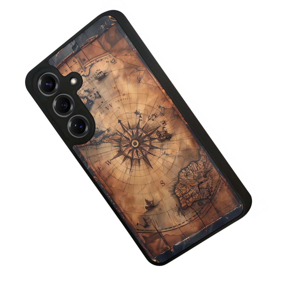 Samsung Galaxy S25 Uyumlu Harita Tasarımlı Glossy Premium Kılıf