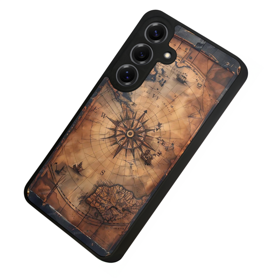 Samsung Galaxy S25 Uyumlu Harita Tasarımlı Glossy Premium Kılıf