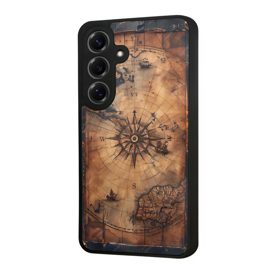 Samsung Galaxy S25 Uyumlu Harita Tasarımlı Glossy Premium Kılıf