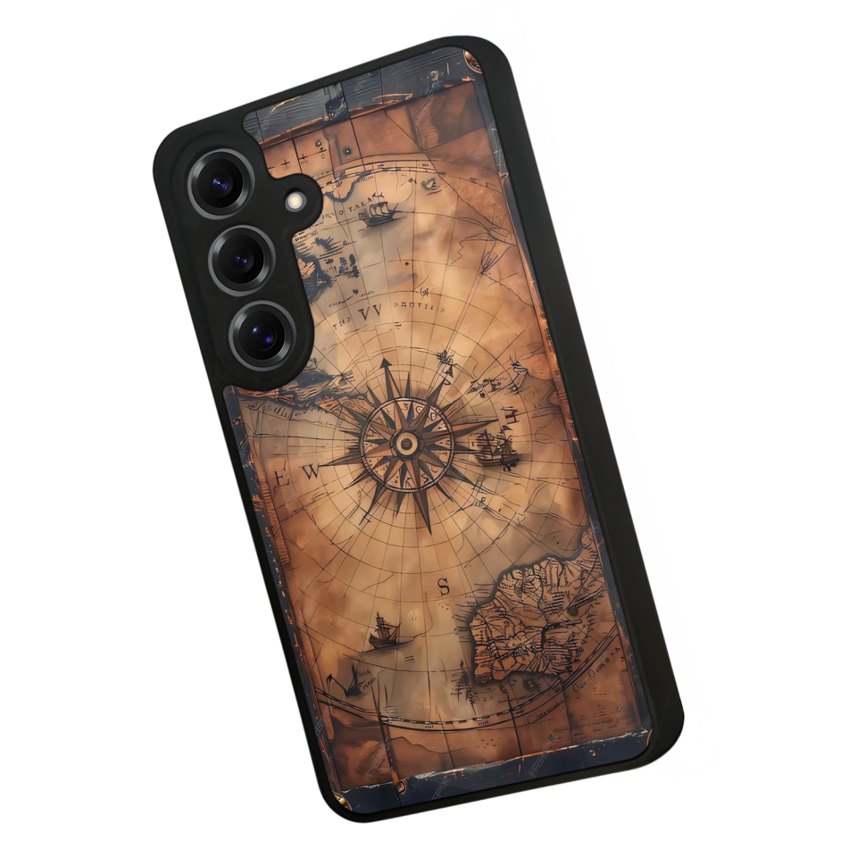 Samsung Galaxy S25 Uyumlu Harita Tasarımlı Glossy Premium Kılıf