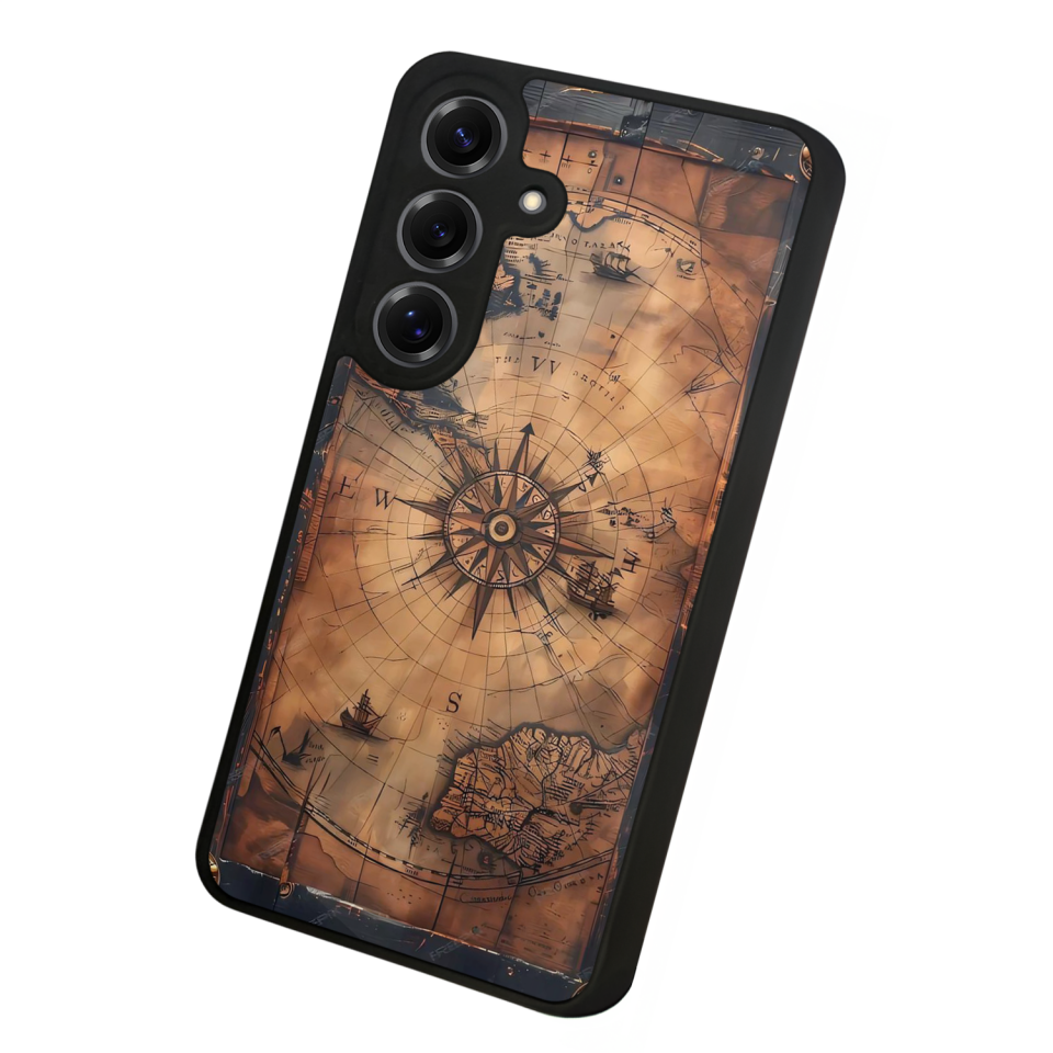 Samsung Galaxy S25 Uyumlu Harita Tasarımlı Glossy Premium Kılıf