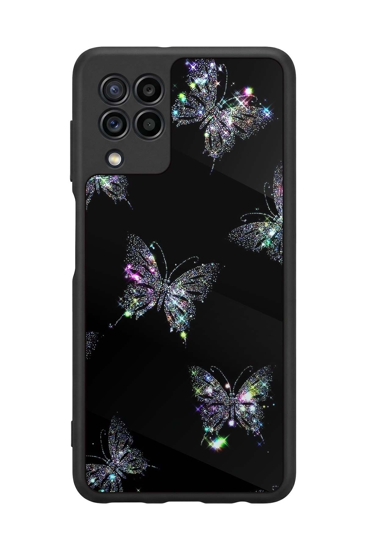 Samsung Galaxy M22 Uyumlu Kelebek Tasarımlı Glossy Premium Kılıf