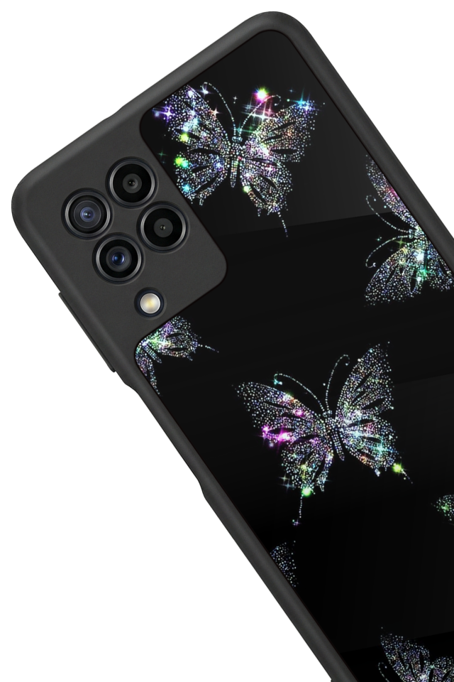 Samsung Galaxy M22 Uyumlu Kelebek Tasarımlı Glossy Premium Kılıf