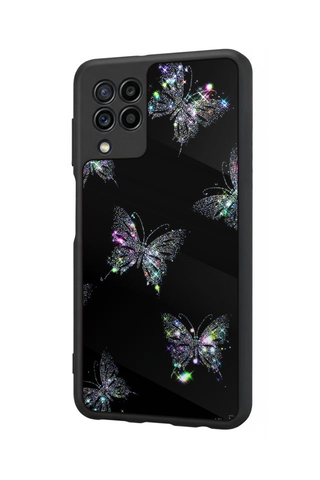 Samsung Galaxy M22 Uyumlu Kelebek Tasarımlı Glossy Premium Kılıf
