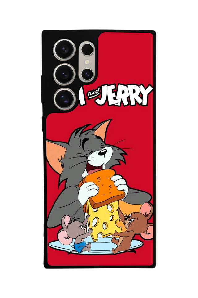 Samsung Galaxy S22 Ultra Uyumlu Tom And Jerry Tasarımlı Glossy Premium Kılıf