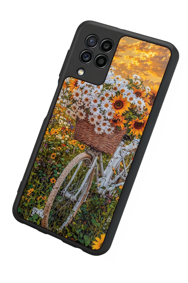 Samsung Galaxy M32 Uyumlu Cicek Tasarımlı Glossy Premium Kılıf