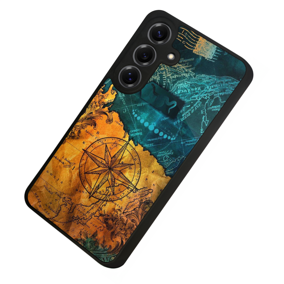 Samsung Galaxy S25 Uyumlu Harita Tasarımlı Glossy Premium Kılıf